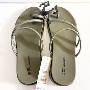 No Boundaries Womens Strappy Toe Loop Sandals Gray Slip-On Size 10